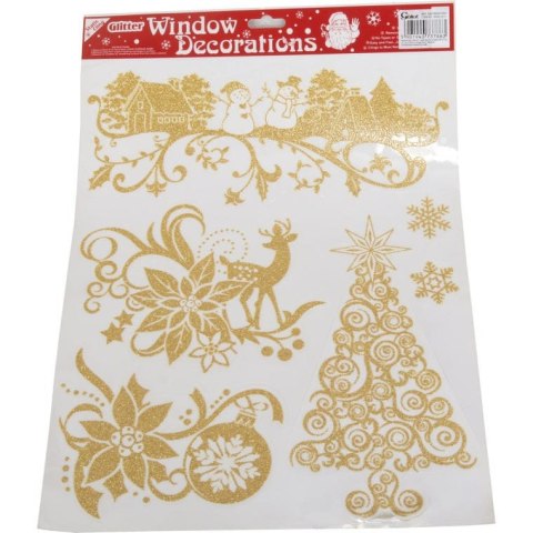 Komplet naklejek samoprzylepnych na okno-złoty brokat