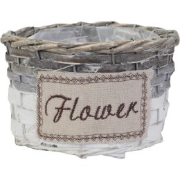 Koszykowa Osłonka na Kwiaty Flower średnia w kolorze szarym