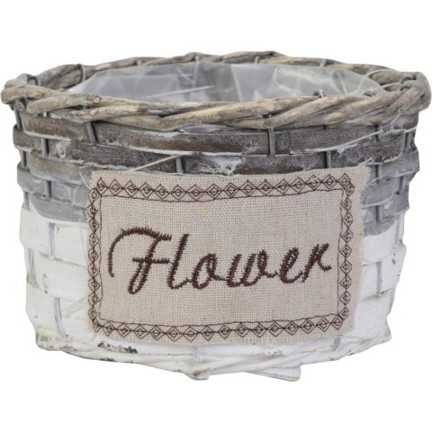 Koszykowa Osłonka na Kwiaty Flower średnia w kolorze szarym