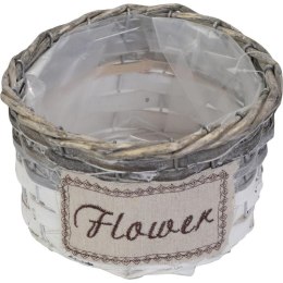 Koszykowa Osłonka na Kwiaty Flower średnia w kolorze szarym