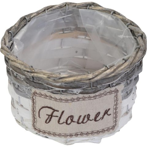 Koszykowa Osłonka na Kwiaty Flower średnia w kolorze szarym