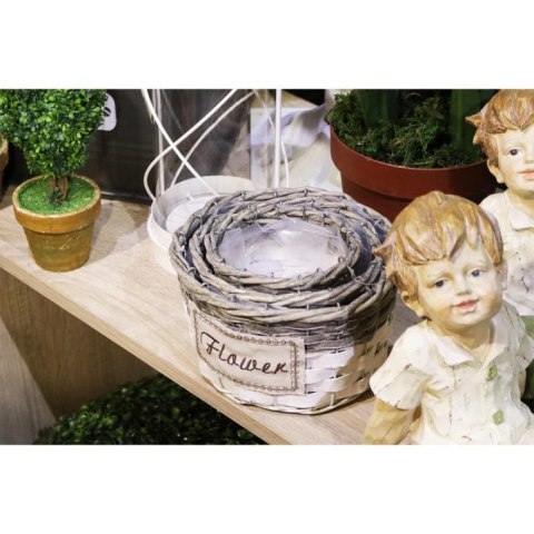 Koszykowa Osłonka na Kwiaty Flower średnia w kolorze szarym