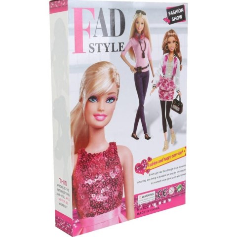 Lalka w fioletowej sukience w zestawie z 8 parami butów