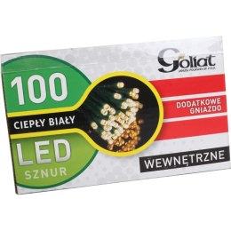 Lampki Choinkowe 100 LED Ciepłe Białe, 5m, z Dodatkowym Gniazdem, Do Użycia Wewnętrznego, IP20