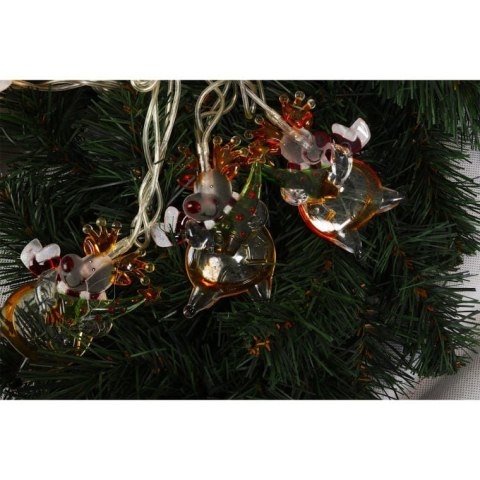 Lampki Choinkowe Reniferki Akrylowe z 8 LED, Kabel Przezroczysty, Kolor Biały, IP44, Zasilanie Bateryjne