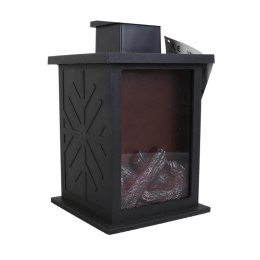 Latarnia LED na Baterie z Paleniskiem na Baterie - Ciepłe Pomarańczowe Światło, Plastik, Czarna