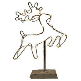 Metalowy Renifer z 20 LED światłami na baterie w kolorze ciepłym białym, 25x40 cm