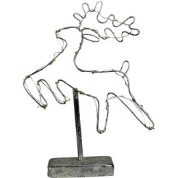 Metalowy Renifer z 20 LED światłami na baterie w kolorze ciepłym białym, 25x40 cm