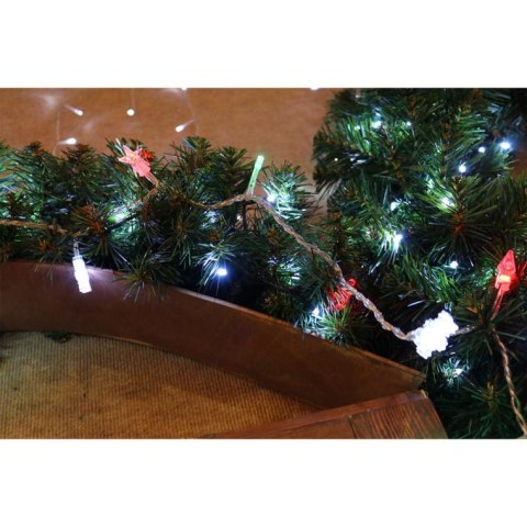 Miksowane Lampki Choinkowe LED w Kształcie Serduszek, Choinek i Śnieżynki, Kolor Czerwony, Zielony, Biały na Przeźroczystym Prze