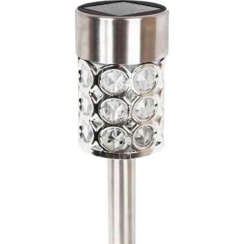 Multikolorowa Srebrna Lampa Ogrodowa Solarna LED 37x6 cm ze Stali Nierdzewnej