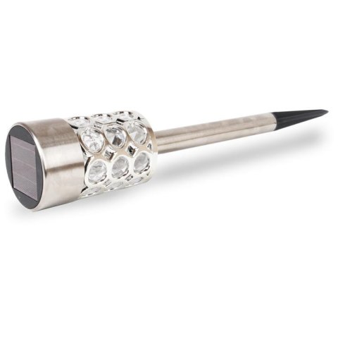 Multikolorowa Srebrna Lampa Ogrodowa Solarna LED 37x6 cm ze Stali Nierdzewnej