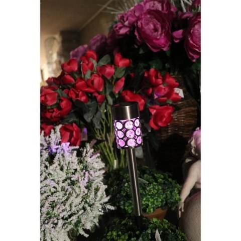 Multikolorowa Srebrna Lampa Ogrodowa Solarna LED 37x6 cm ze Stali Nierdzewnej