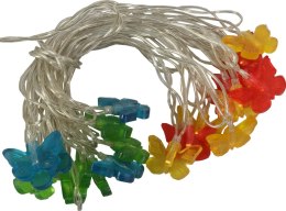 Multikolorowe Lampki Choinkowe LED z Silikonowymi Motylkami - 20 Sztuk, Zasilane na Baterie