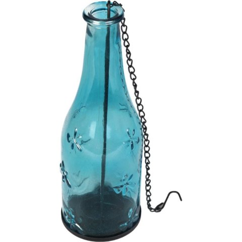 Niebieska Wisząca Butelka na Świeczki T-light z Unikalnym Wzornictwem