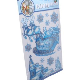 Niebieskie samoprzylepne naklejki na okno z motywem sań