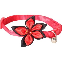 Obroża Charmant w kolorze czerwonym z kwiatkiem i dzwoneczkiem dla pupili
