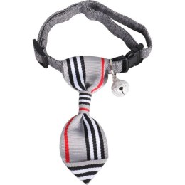 Obroża Ozdobna z Krawatem i Bezpiecznym Dzwoneczkiem w Kolorze Szarym dla Pupila