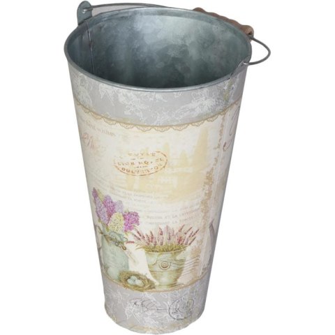 Ocynkowane Wiaderko w Stylu Prowansalskim z Motywem Kwiatowym