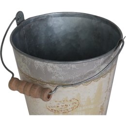 Ocynkowane Wiaderko w Stylu Prowansalskim z Motywem Kwiatowym