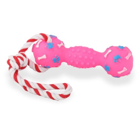 Piszczący Gryzak dla Psa w Kolorze Różowym ze Sznurkiem