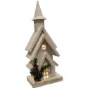 Podświetlana Dekoracja Świąteczna - Ośnieżony Kościółek z LED, Wymiary 38 cm, Kolor Biały, Zasilanie Bateryjne