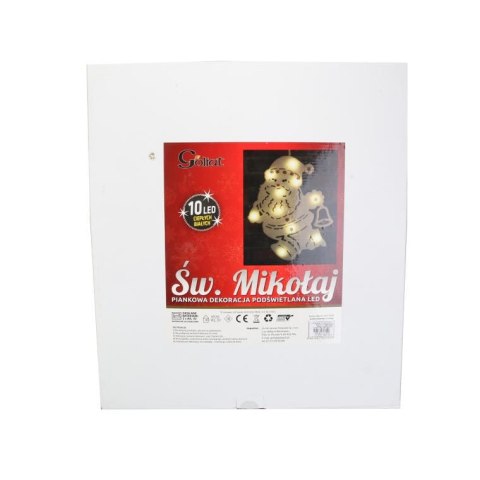 Podświetlana Figurka Mikołaja z Pianki z 10 LED, Biały, z Zasilaniem Bateryjnym