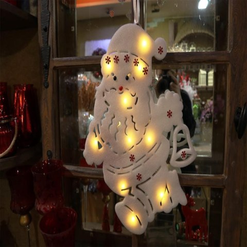 Podświetlana Figurka Mikołaja z Pianki z 10 LED, Biały, z Zasilaniem Bateryjnym