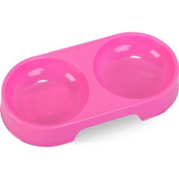 Podwójna Różowa Miską dla Psa 200ml z Bezpiecznego Tworzywa
