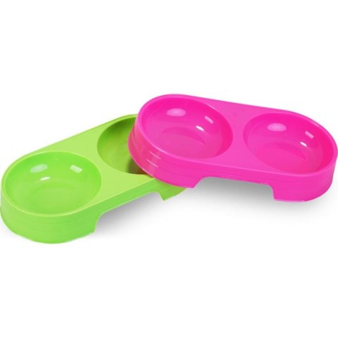 Podwójna Różowa Miską dla Psa 200ml z Bezpiecznego Tworzywa