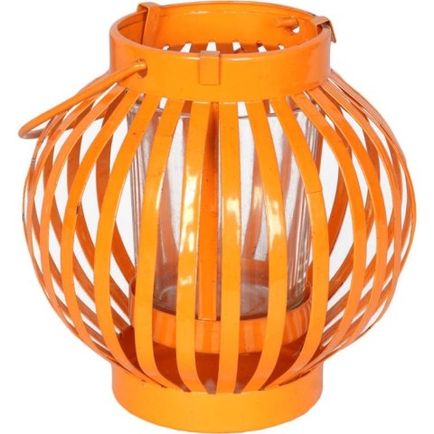 Pomarańczowa Metalowa Latarenka na Świeczkę LHW do Dekoracji Balkonu, Tarasu i Ogrodu