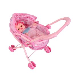 Różowy Wózek dla Lalek Składany z Lalką Wielkość 37x37x17 cm