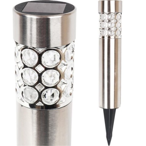 Srebrna Lampa Ogrodowa Solarna Multikolor z Automatyczną Zmianą Kolorów i Bezobsługowym Włączaniem 37.5x6 cm