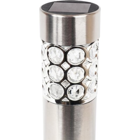 Srebrna Lampa Ogrodowa Solarna Multikolor z Automatyczną Zmianą Kolorów i Bezobsługowym Włączaniem 37.5x6 cm