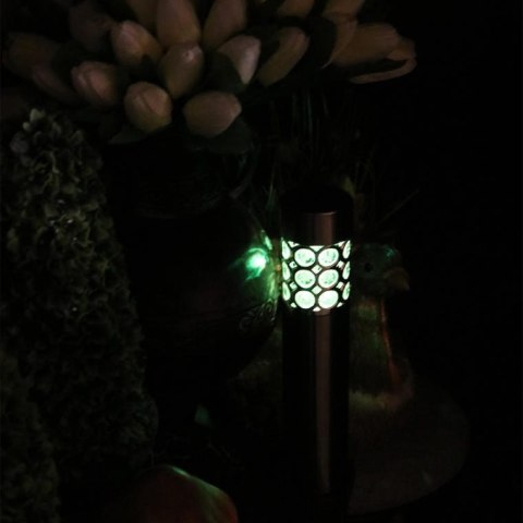 Srebrna Lampa Ogrodowa Solarna Multikolor z Automatyczną Zmianą Kolorów i Bezobsługowym Włączaniem 37.5x6 cm