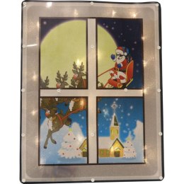 Świąteczna Dekoracja Świetlna - Okno z Mikołajem i Gwiazdami 20 LED Multikolor