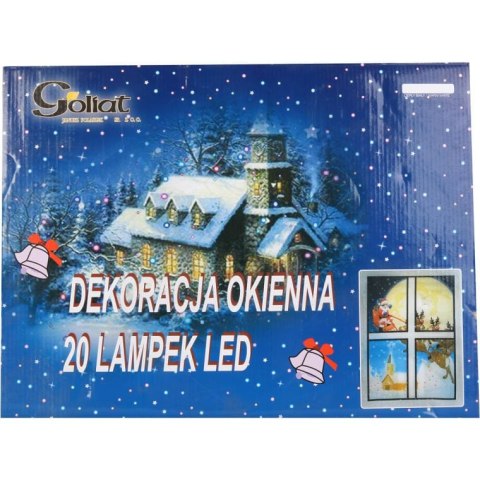 Świąteczna Dekoracja Świetlna - Okno z Mikołajem i Gwiazdami 20 LED Multikolor