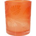 Świecznik pomarańczowy ozdobny z liśćmi