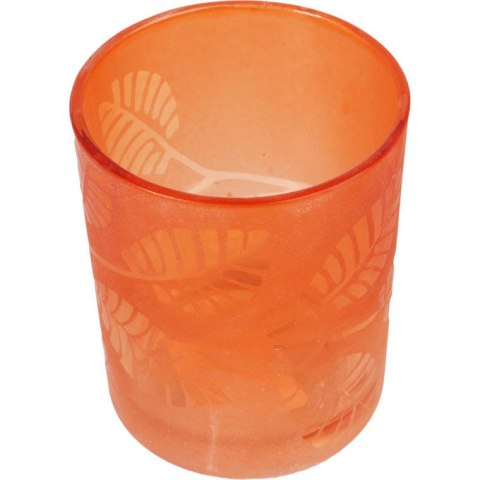 Świecznik pomarańczowy ozdobny z liśćmi