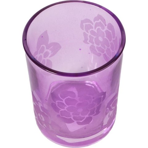 Świecznik szklany fioletowy 7,5x10 cm