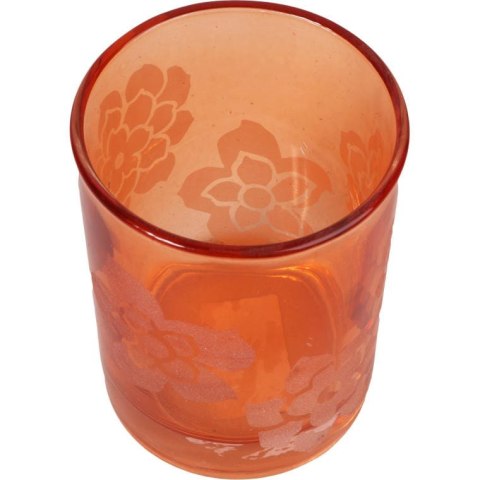 Świecznik szklany pomarańczowy 7,5x10 cm