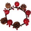 Wianek Świąteczny z Jarzębiną i Szyszkami 30 cm - Czerwono-brazowa Dekoracja Bożonarodzeniowa