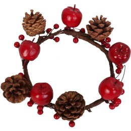 Wianek Świąteczny z Jarzębiną i Szyszkami 30 cm - Czerwono-brazowa Dekoracja Bożonarodzeniowa