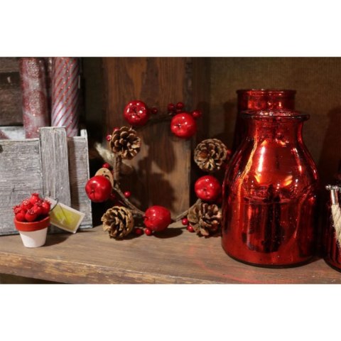 Wianek Świąteczny z Jarzębiną i Szyszkami 30 cm - Czerwono-brazowa Dekoracja Bożonarodzeniowa