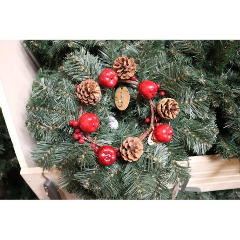 Wianek Świąteczny z Jarzębiną i Szyszkami 30 cm - Czerwono-brazowa Dekoracja Bożonarodzeniowa