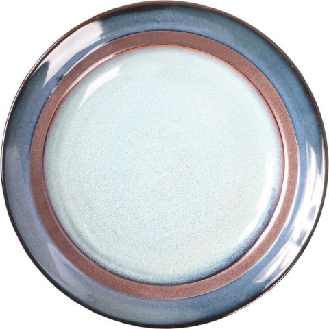 Zastawa stołowa ceramiczna brązowo-kremowo-niebieska