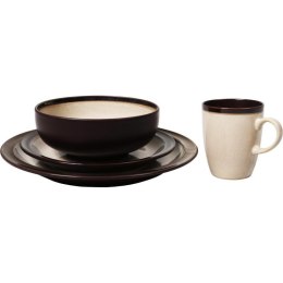 Zastawa stołowa ceramiczna z brązowymi talerzami