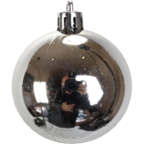 Zestaw 10 Eleganckich Bombek Plastikowych Srebrnych 6 cm - Mieszane Wykończenia