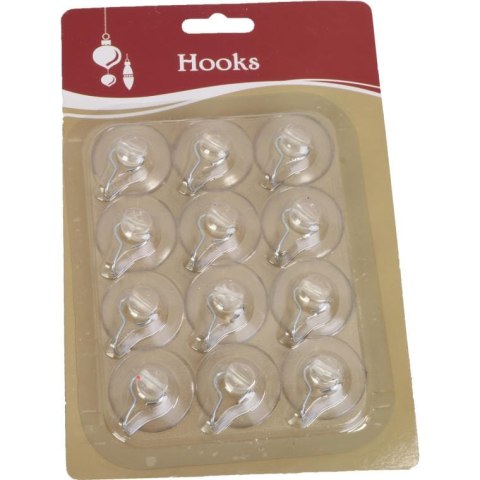 Zestaw 12 Metalowych Haczyków na Przyssawki do Zawieszania Ozdób na Okna