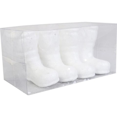 Zestaw 4 Białych Zawieszek Styropianowych w Kształcie Butów w Boksie PVC