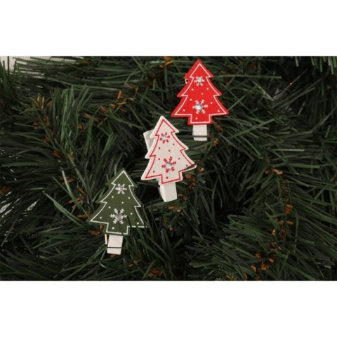 Zestaw 6 Klamerek Świątecznych z Motywem Choinkowym